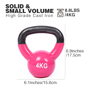 Entrenamiento sólido Kettlebell de la fuerza del arrabio del cuerpo del rosa para el entrenamiento casero del gimnasio 3